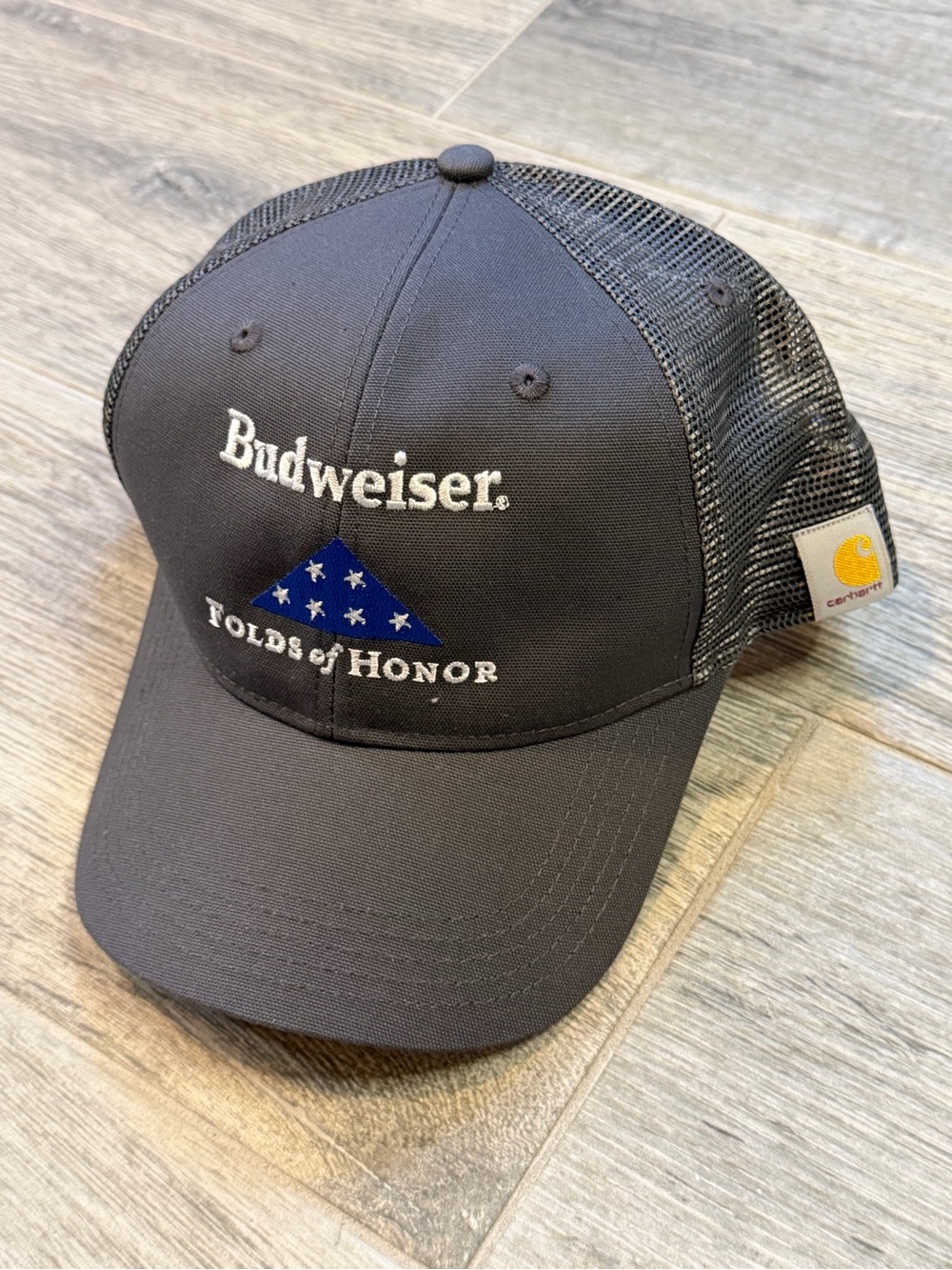 Carhartt Budweiser Folds Of Honor Trucker Mesh Hat Gray Military 250th American